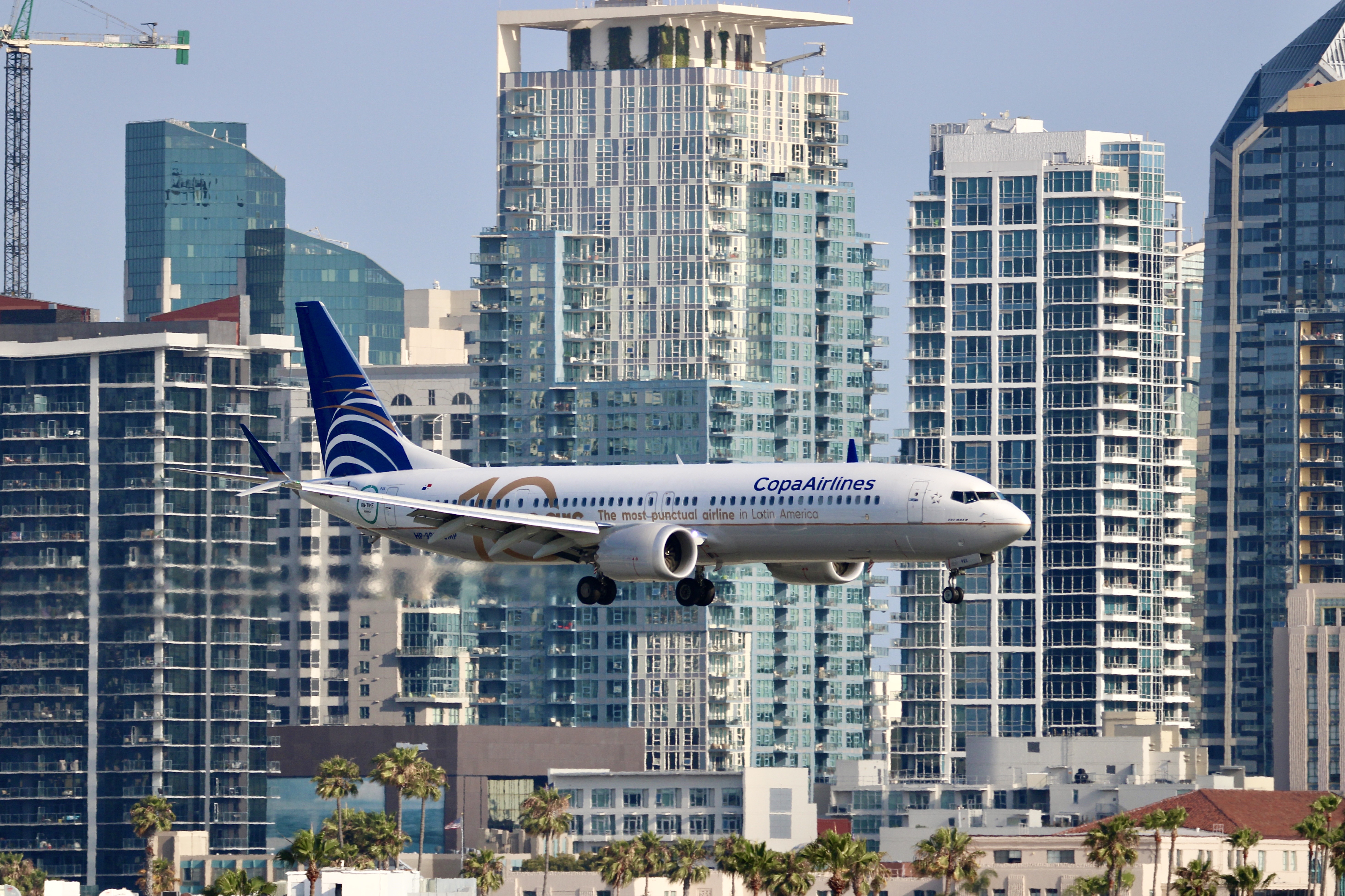 Dante Schrantz photo of Copa Airlines Boeing 737 MAX 9 The Most Punctual Airline in Latin America Special Livery Inaugural Flight arriving at San Diego International Airport (KSAN)