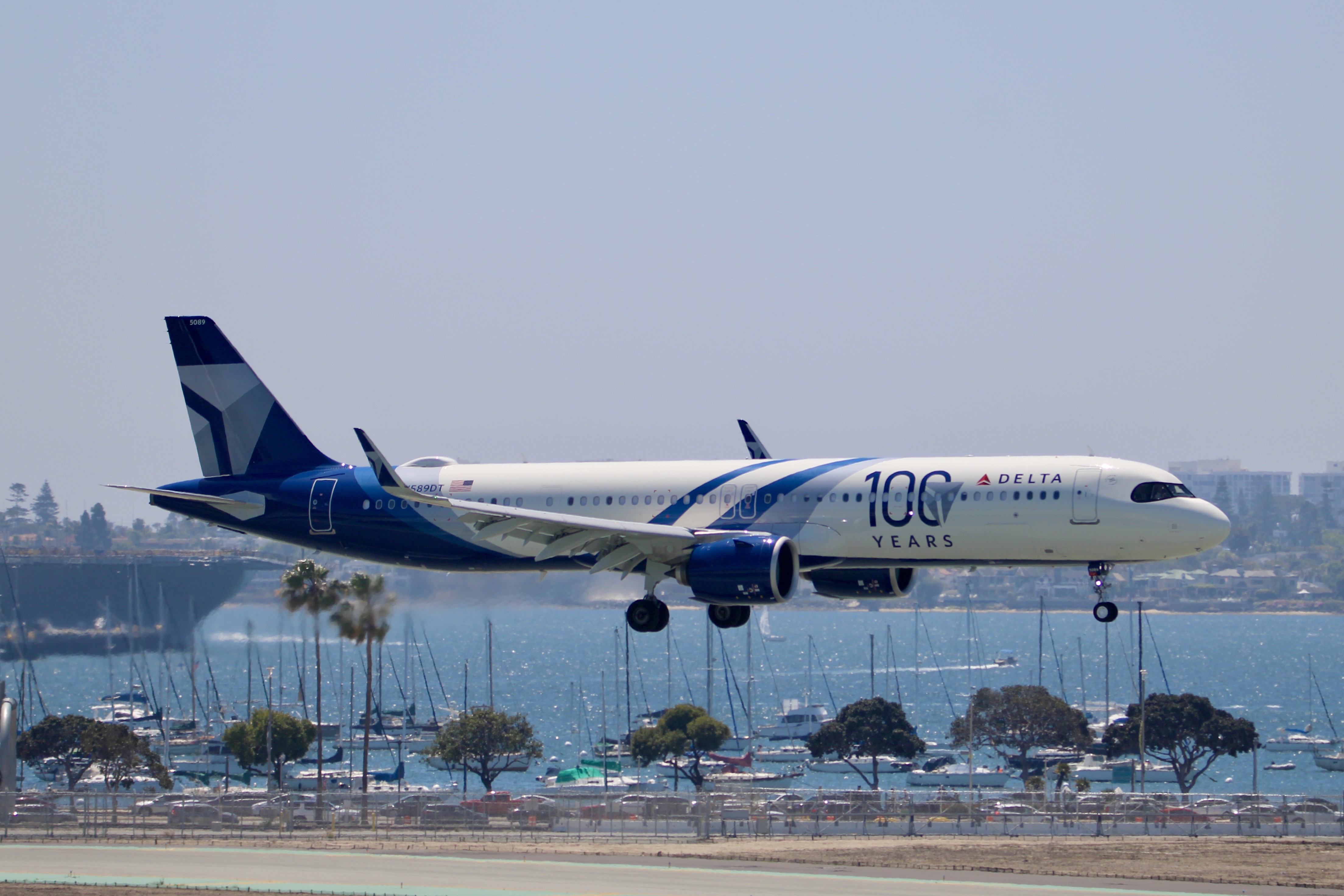 Dante Schrantz photo of Delta Airlines Airbus A321NEO 100 Years Livery arriving at San Diego International Airport (KSAN)